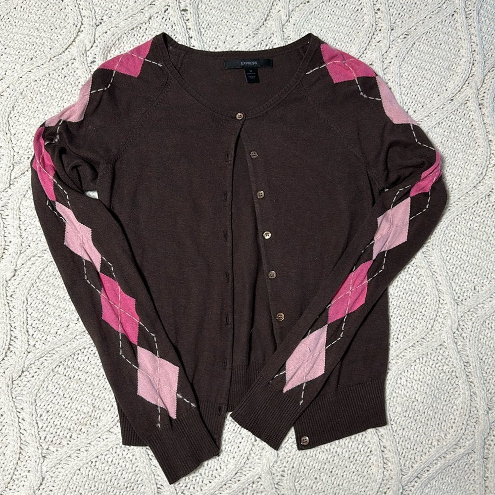 Express vintage argyle cardigan